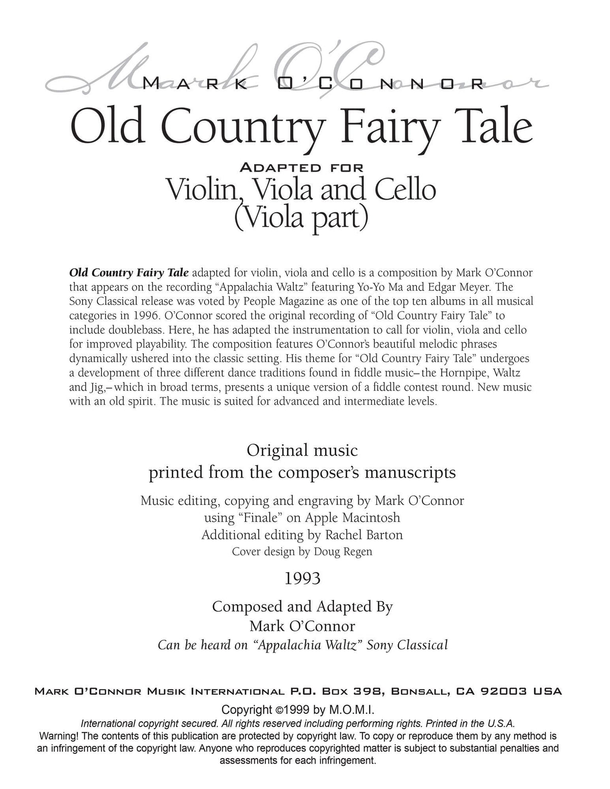 Mark O&rsquo;Connor&rsquo;s Old Country Fairy Tale Cello