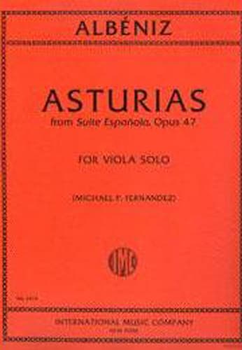 Albeniz, Isaac - Asturias From Suite Espanola Op 47 for Solo Viola - Edited by Michael P Fernandez -  International Edition