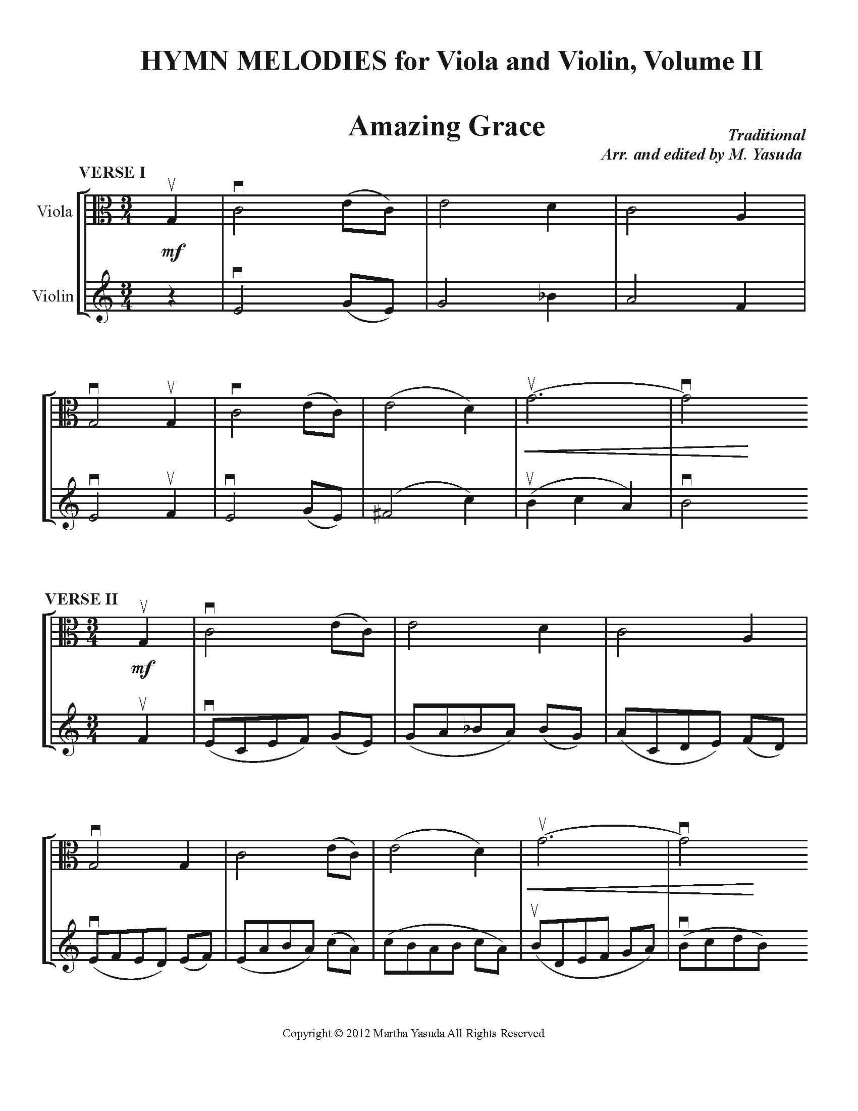 Yasuda, Martha - Hymn Melodies For Viola and Violin, Volume II - Digital Download