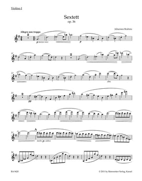 Brahms, Johannes - Sextet in G Major, Op 36 for 2 Violins, 2 Violas and 2 Cellos - edited by Christopher Hogwood - Bärenreiter