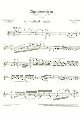 Sarasate, Pablo - Zigeunerweisen, Op 20 - for Violin and Piano - edited by Lechner - Schott
