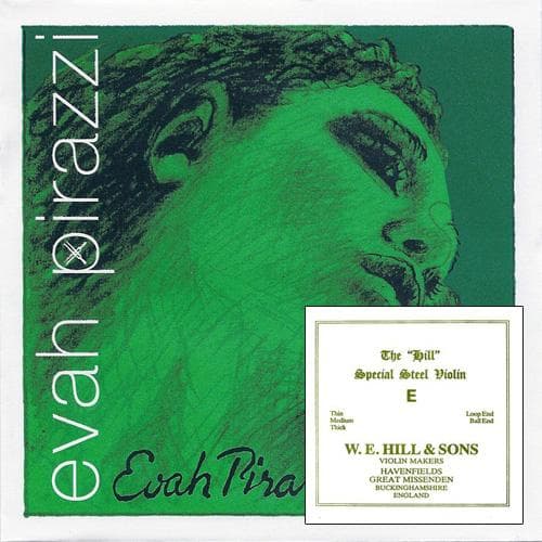 Evah Pirazzi Custom Violin String Set with Loop-End Hill E - 4/4 size - Medium Gauge