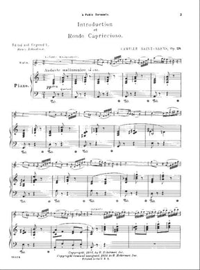 Saint-Saëns, Camille - Introduction and Rondo Capriccioso, Op 28 - Violin and Piano - edited by Henry Schradieck - G Schirmer Edition