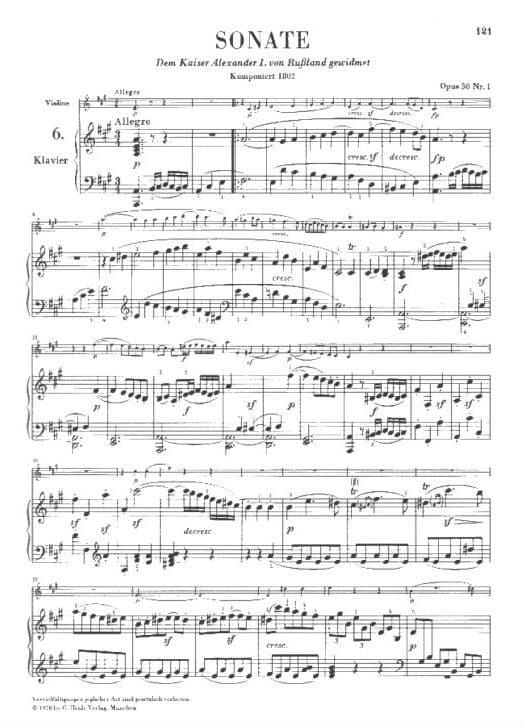 Beethoven, Ludwig - 10 Sonatas Volume 2 No 6-10 - Violin and Piano - edited by Max Rostal - Henle Verlag URTEXT Edition