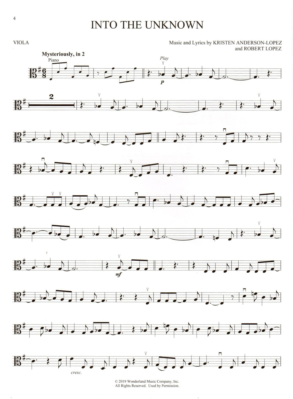 Disney's Frozen II - Instrumental Play-Along - for Viola with Online Audio - Hal Leonard
