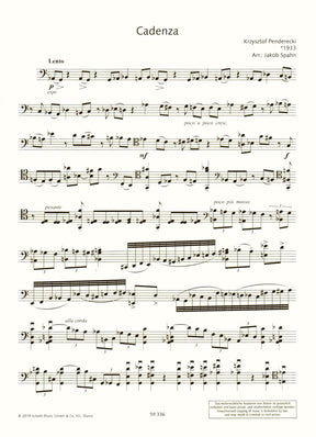 Penderecki, Krzysztof - Cadenza - Solo Cello - arranged by Jakoe Spahn - Schott Music