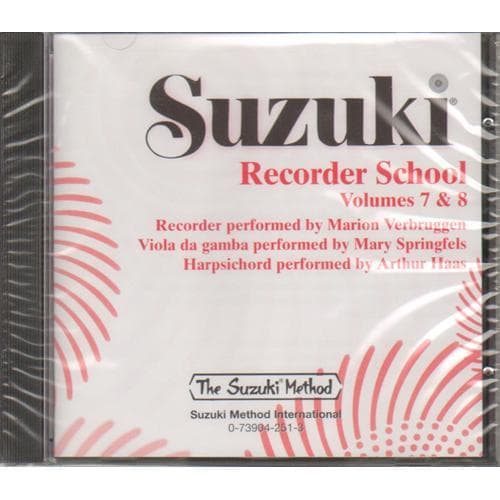 Suzuki Recorder School CD, Volumes 7 and 8, Alto or Soprano, Performed by Verbruggen