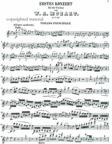 Mozart, WA - Concerto No 1 in B-flat Major, K 207 - Violin and Piano - Kalmus Edition