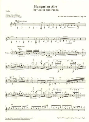 H.W. Ernst - Hungarian Airs, Op. 22 - for Violin and Piano - with Analytical Studies & Excercises by Sevcik (Op. 16, No. 42) - edited by Stephen Shipps