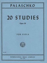 Palaschko - 20 Studies Op 36 For Viola Published by International Music Company