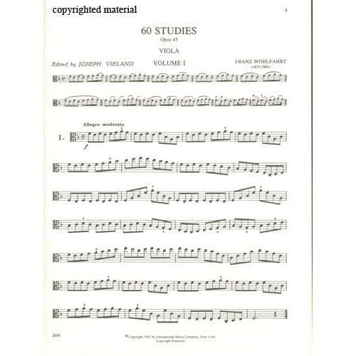 Wohlfahrt, Franz - 60 Studies, Op 45: Volume 1 - Viola solo - transcribed and edited by Joseph Vieland - International Music Company