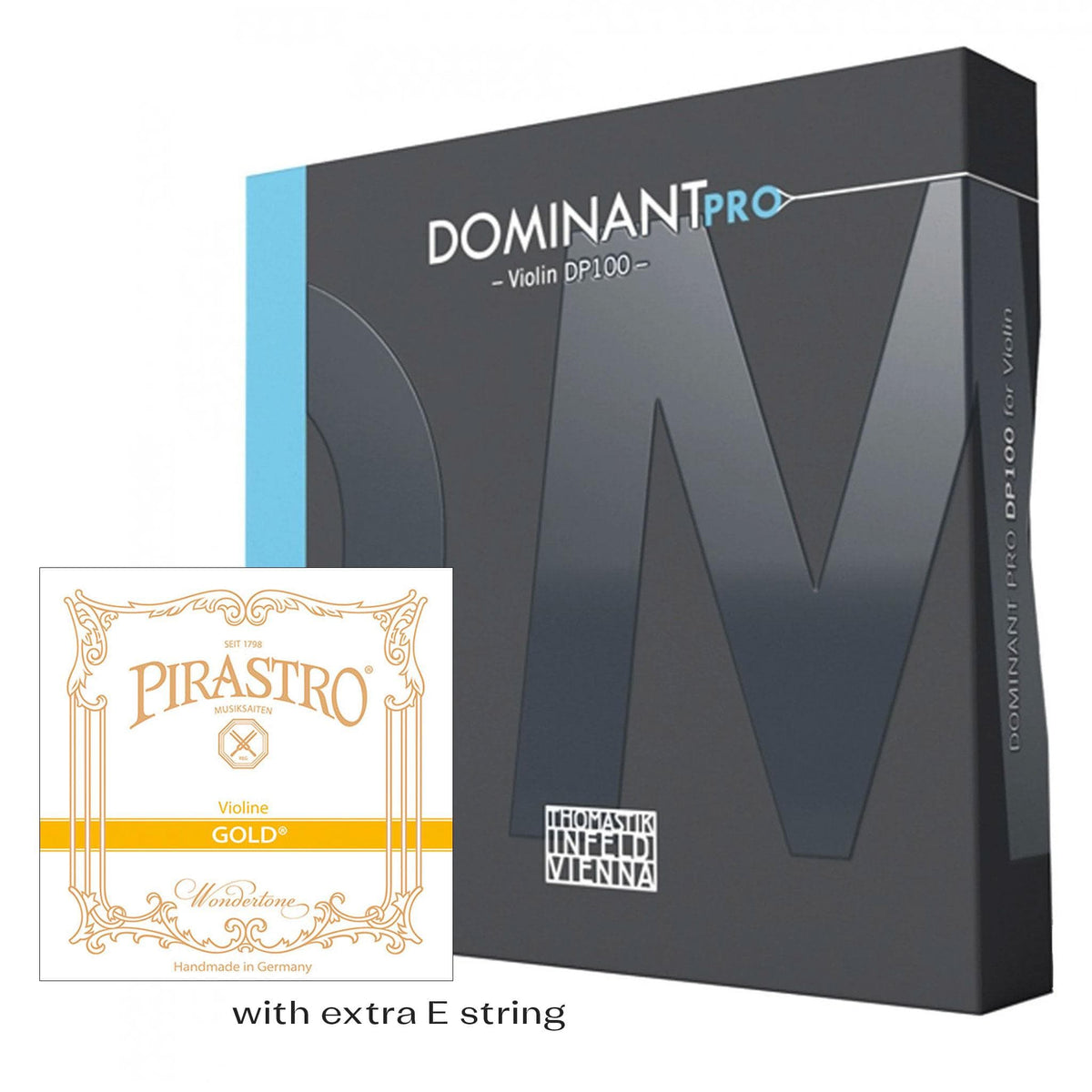 Dominant Pro Custom Violin String Set with extra Gold Label E Loop End