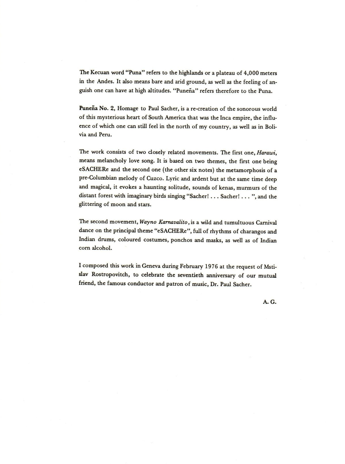 Ginastera, Alberto - Puneña No 2, Op 45 - Cello solo - edited by Mstislav Rostropovich - Boosey & Hawkes Edition