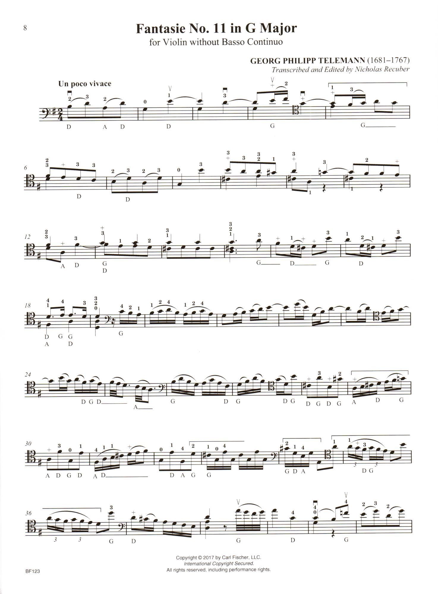 Telemann, G.P. - Fantasies for the Double Bass - for Solo Bass - transcribed and edited by Nicholas Recuber - Carl Fischer