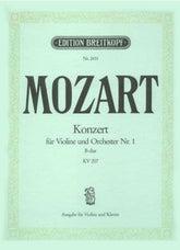 Mozart, WA - Concerto No 1 in B-flat Major, K 207 - Violin and Piano - edited by Paul Graf Waldersee - Breitkopf & Härtel Edition