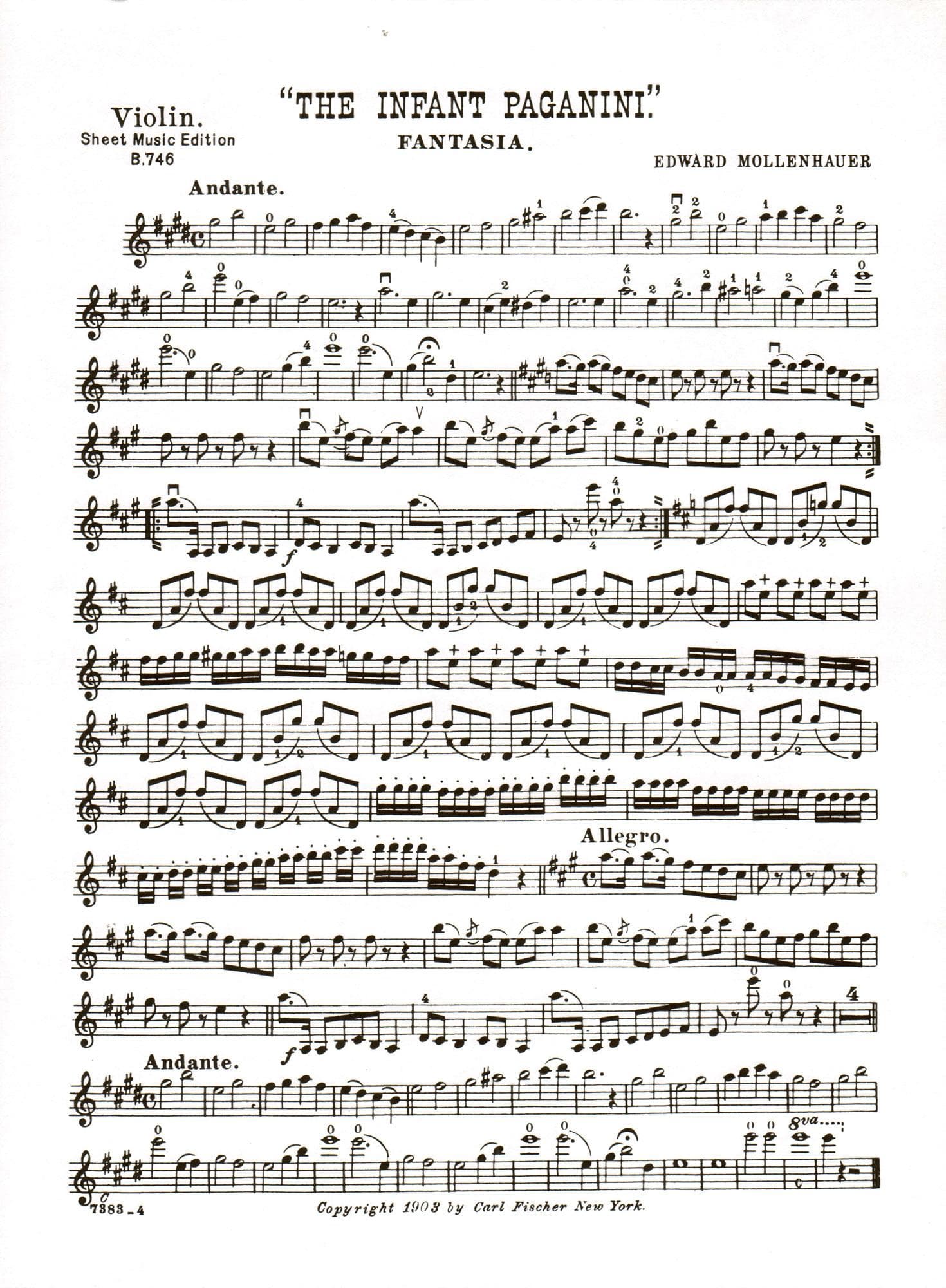 Mollenhauer, Edward - The Infant Paganini (Fantasia) - Violin and Piano - Carl Fischer Edition