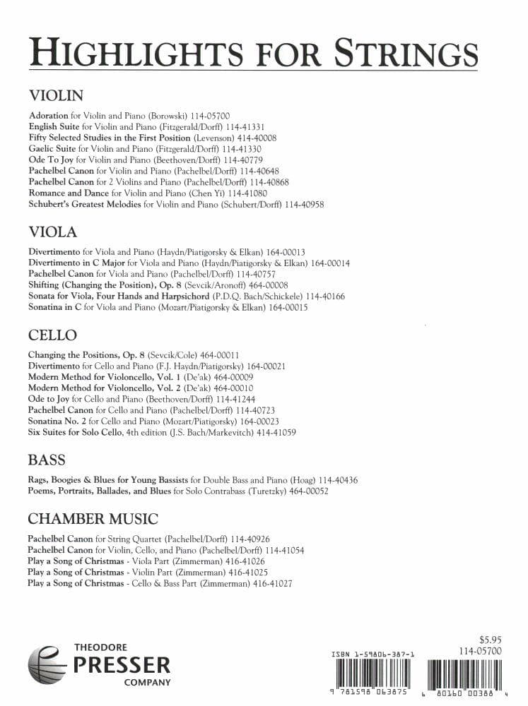 Borowski, Felix - Adoration for Violin and Piano - Theodore Presser Publication