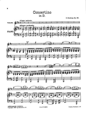 Rieding, Oskar - Concertino in D Major for Violin and Piano, Op 25 - Violin and Piano - Bosworth