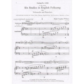 Vaughan Williams, Ralph - Six Studies in English Folksong - Cello and Piano - Galaxy Music Corporation