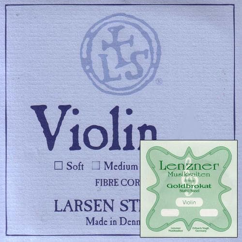 Larsen Custom Violin String Set with Loop-End Goldbrokat E - 4/4 size - Medium Gauge