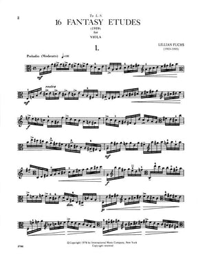 Fuchs, Lillian - 16 Fantasy Etudes - Viola solo - International Edition