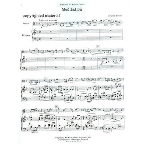 Bloch, Ernest - Meditation and Processional - Viola and Piano - G Schirmer Edition