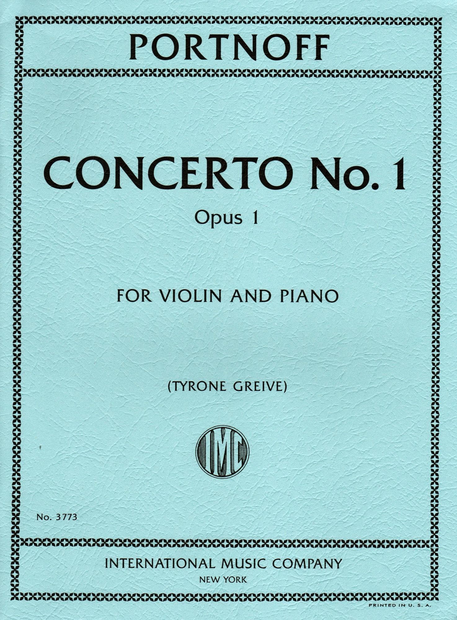 Portnoff, Leo - Concerto No. 1, Op. 1 - for Violin and Piano - edited by Greive - International
