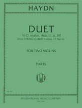Haydn, Franz Joseph - Duet in D Major, Op 102, Hob III:30 - Two Violins - International Edition