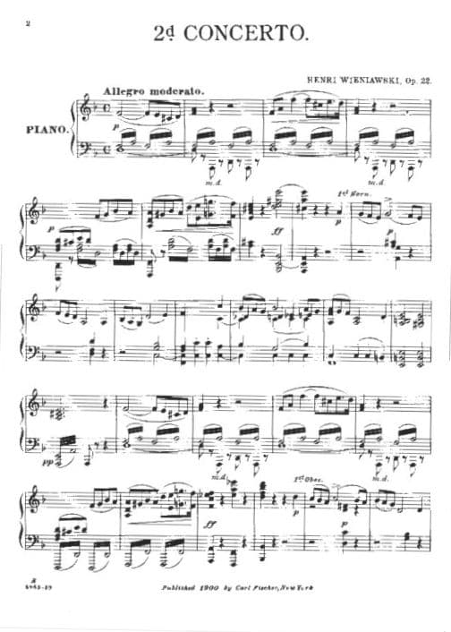 Wieniawski, Henryk - Violin Concerto No 2 in D Minor, Op 22 - for Violin and Piano -  edited by Pollitzer - Carl Fischer