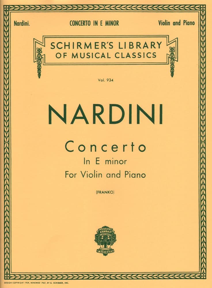 Nardini, Pietro - Concerto in E Minor - for Violin - edited by Sam Franko - G Schirmer