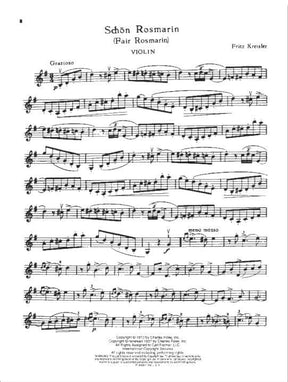 Kreisler, Fritz - Schön Rosmarin - Violin and Piano - Carl Fischer Edition