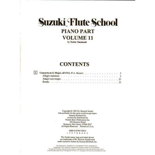 Suzuki Flute School Piano Accompaniment, Volume 11