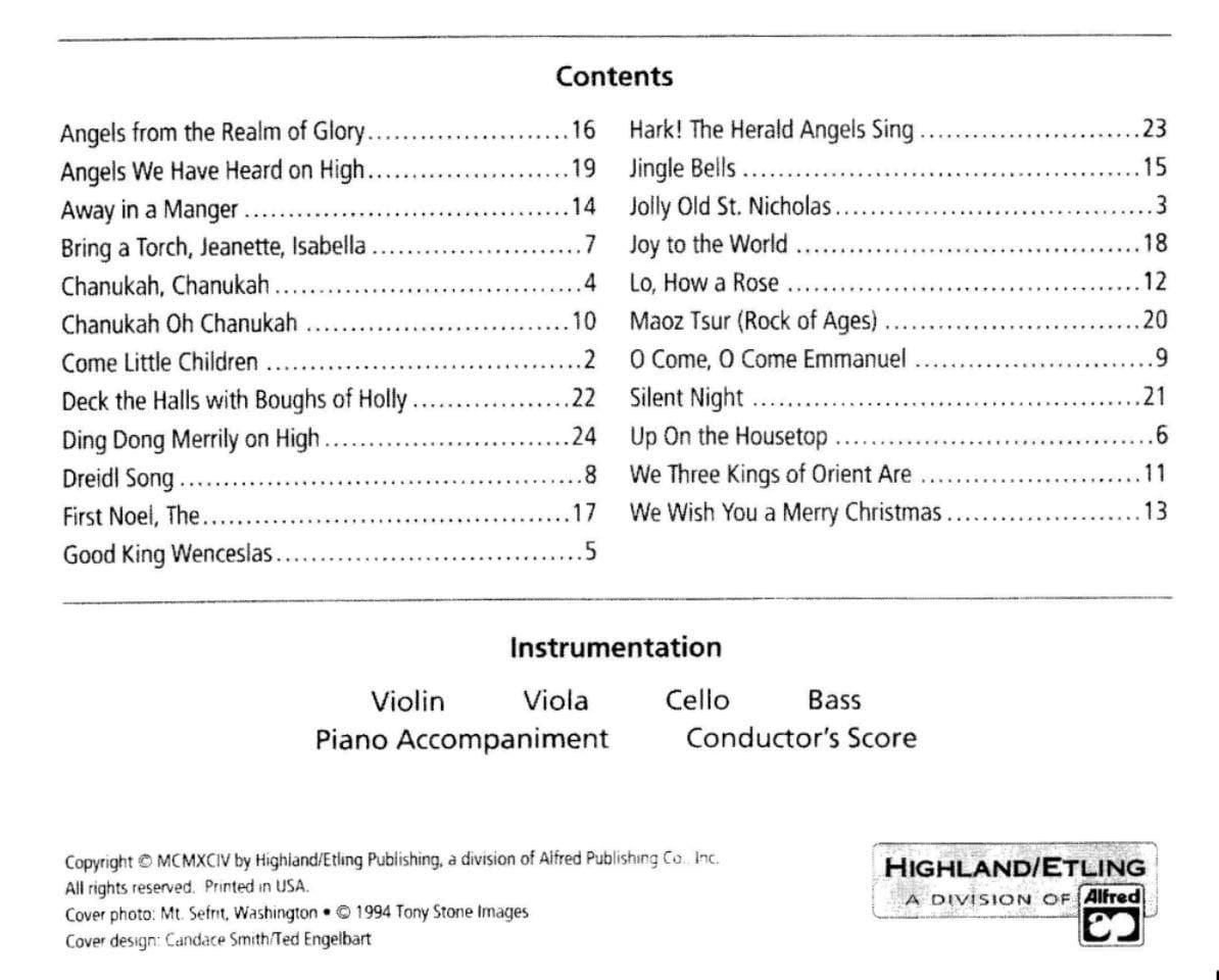 O'Reilly, John - Christmas and Chanukah Ensembles Bass Published by Neil A Kjos Music Company
