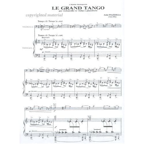 Piazzolla, Astor - Le Grand Tango For Cello and Piano Published by Berben
