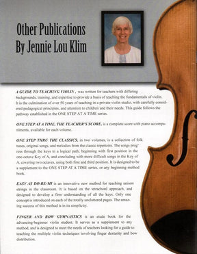 One Step at a Time - Book 1 - Violin - Jennie Lou Klim - Beachside Publications