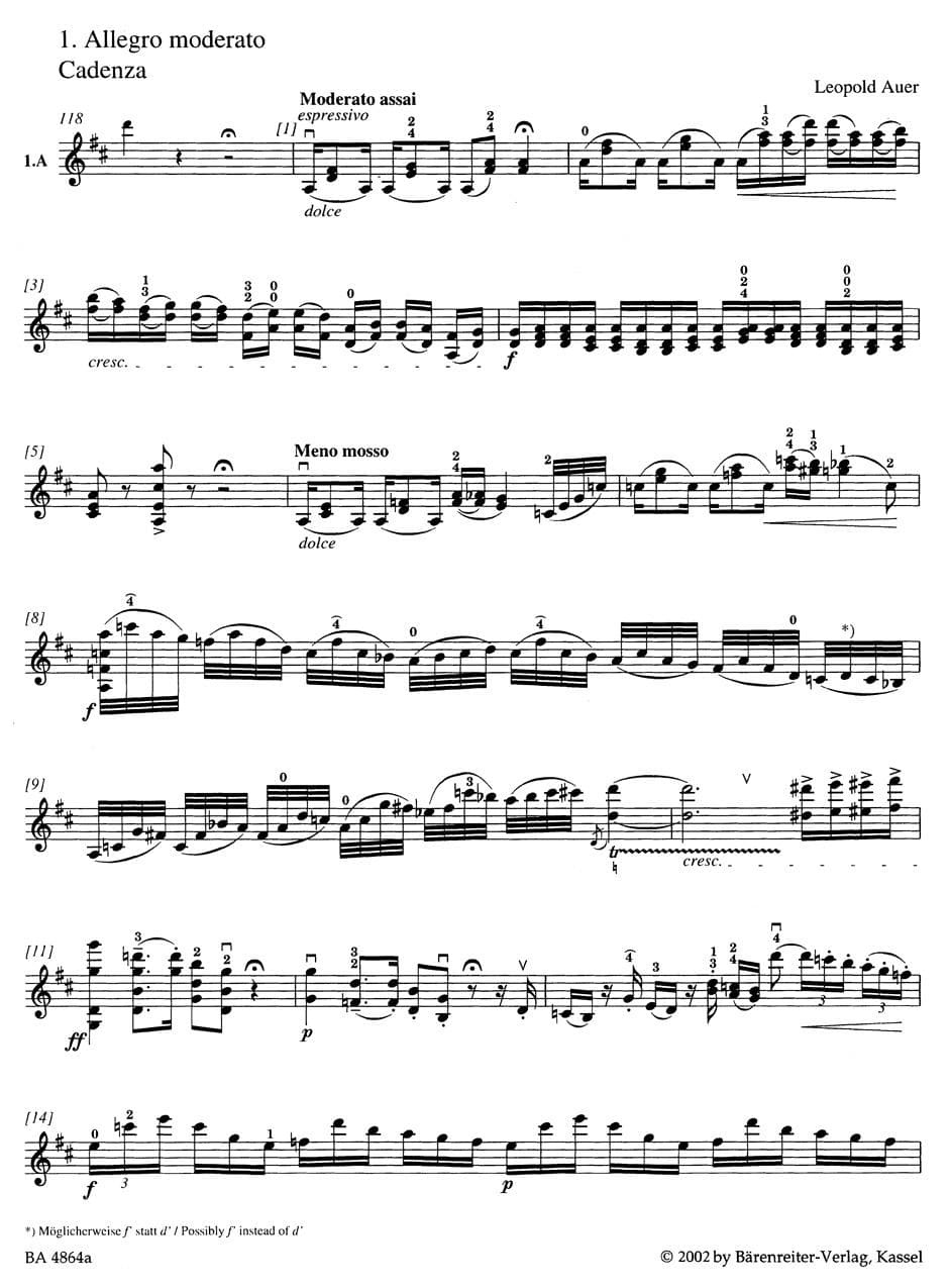 Mozart, WA - Concerto No 2 in D Major, K 211 - Violin and Piano - edited by Christoph Hellmut Mahling - Bärenreiter Verlag URTEXT