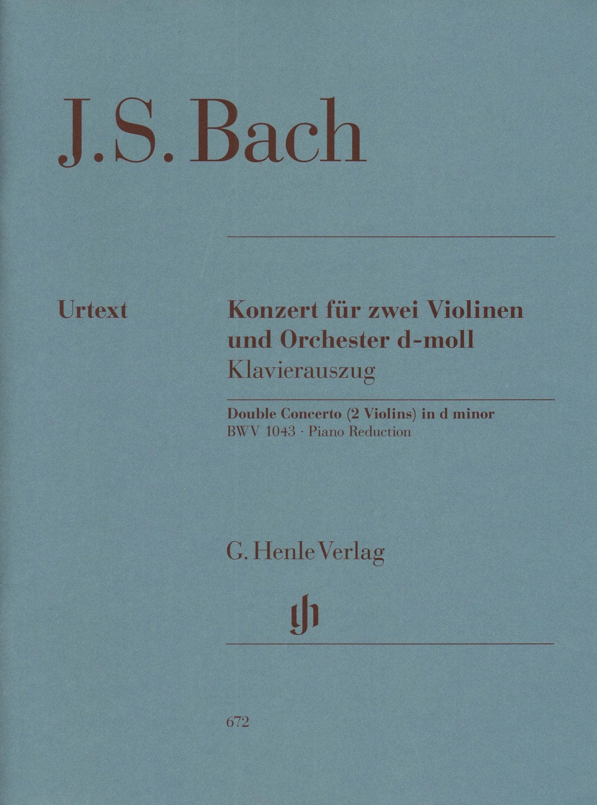 Bach, JS - Double Concerto in d minor, BWV 1043 - Two Violins and Piano - edited by Hans Eppstein - G Henle Verlag URTEXT
