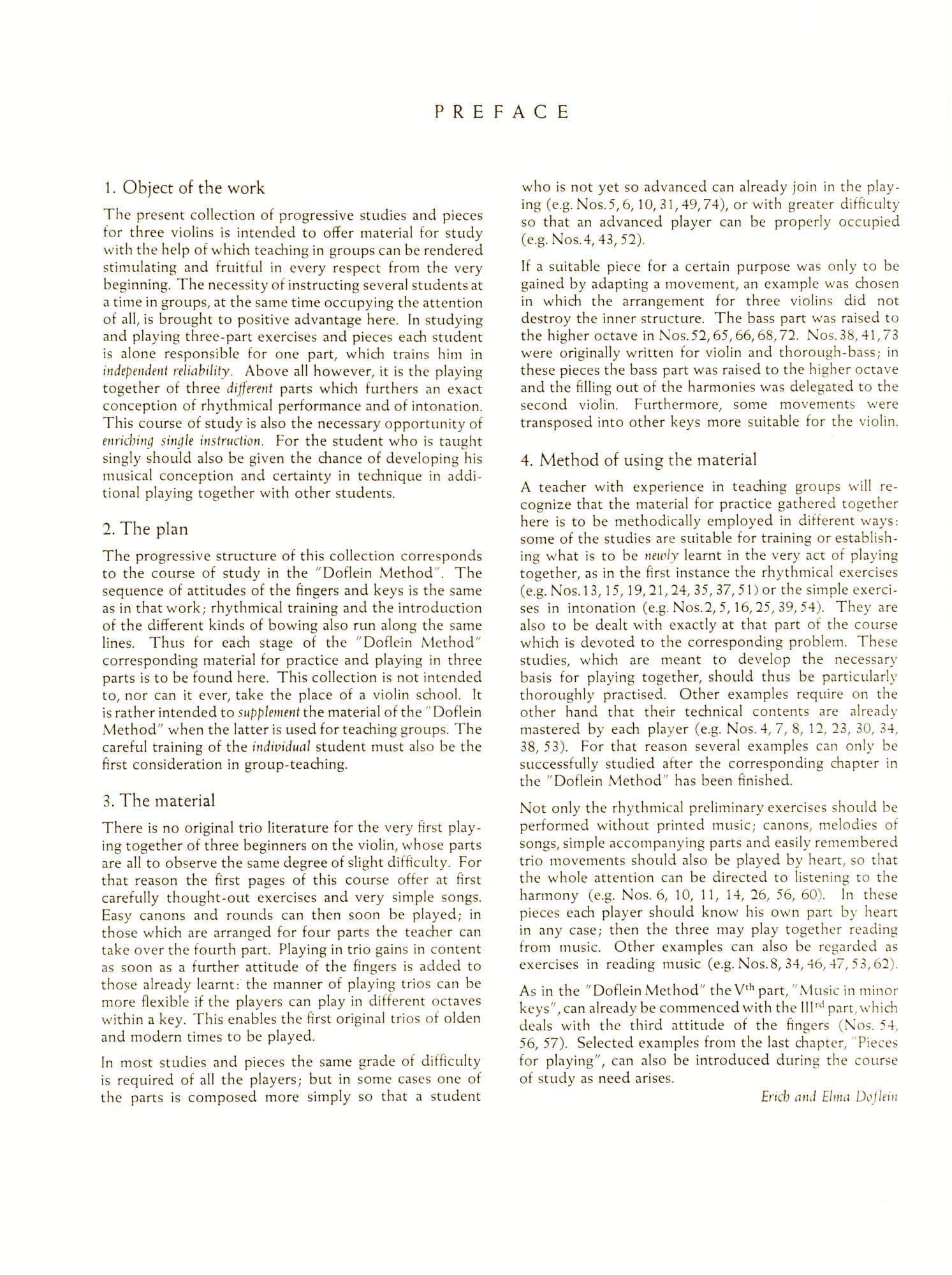 Doflein, Erich and Elma - The Doflein Method: Progressive Pieces for 3 Violins, Volume 1 - Performance Score - Schott Edition