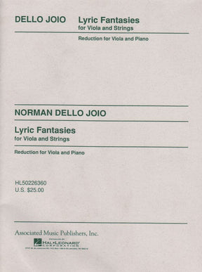 Dello Joio, Norman - Lyric Fantasies For Viola and Strings - Viola and Piano - Associated Music Edition (Hal Leonard)