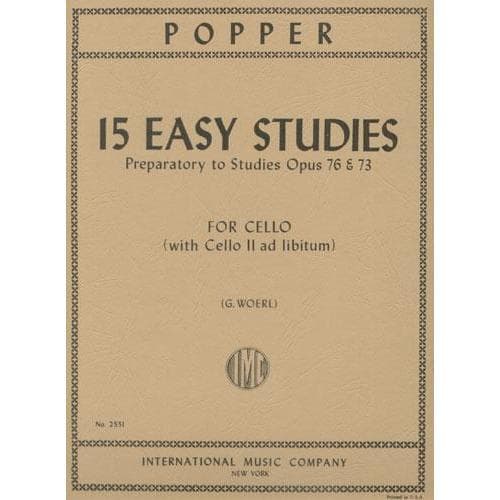 Popper, David - 15 Easy Studies for Cello Solo Published by International Music Company