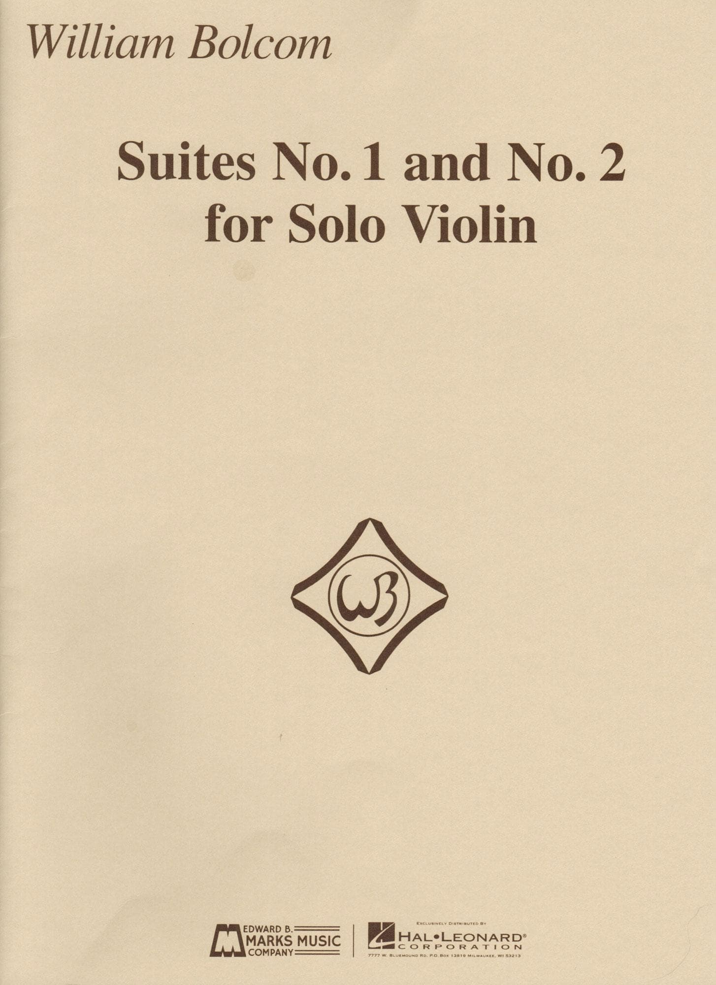 Bolcom, William - Suites No. 1 and No. 2 - for Solo Violin - Edward B. Marks Music Company