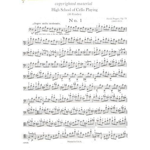 Popper, David - High School of Cello Playing Op 73 Published by G Schirmer