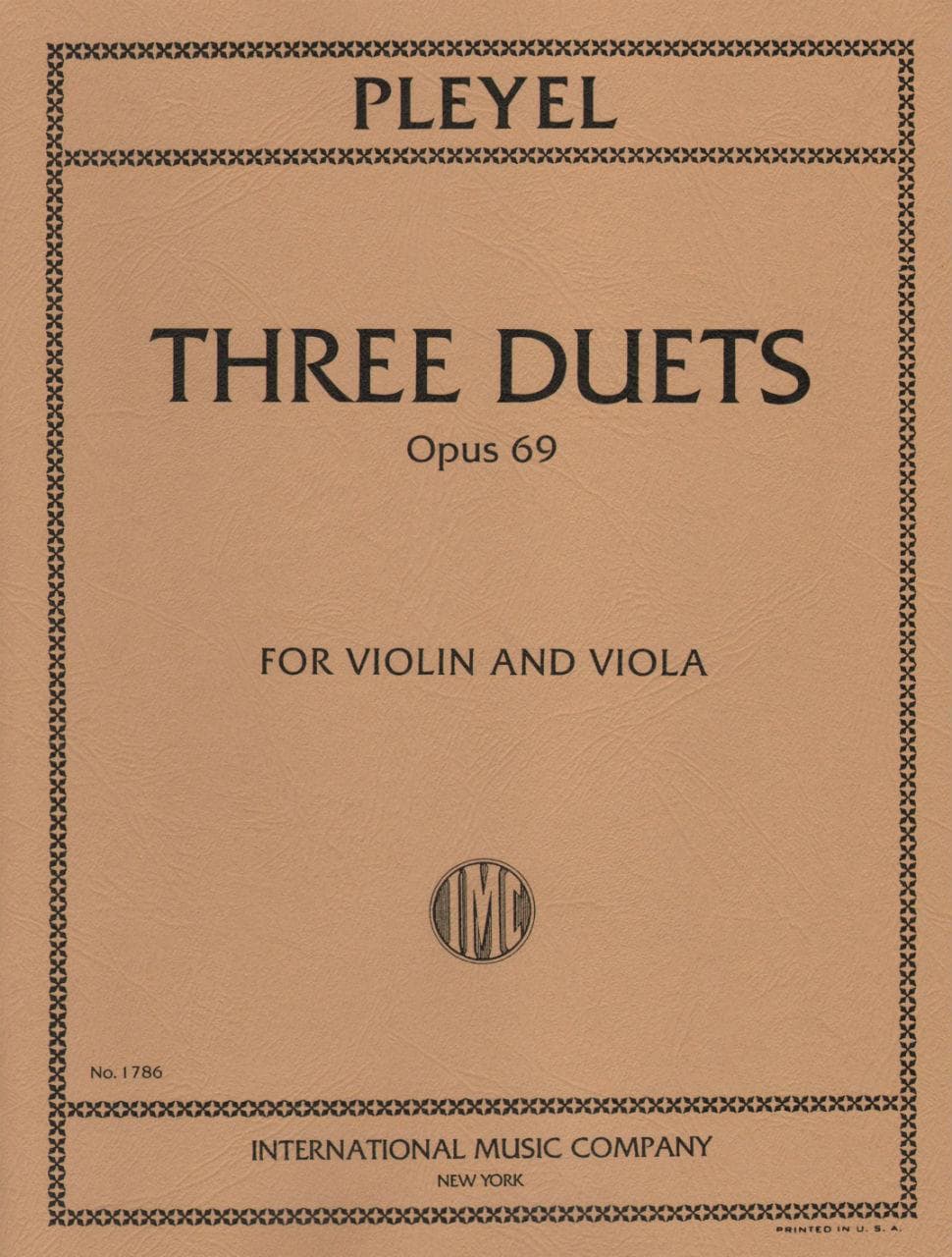 Pleyel, Ignace Joseph - Three Duets  Op 69 B 526-528 For Violin and Viola Published by International Music Company