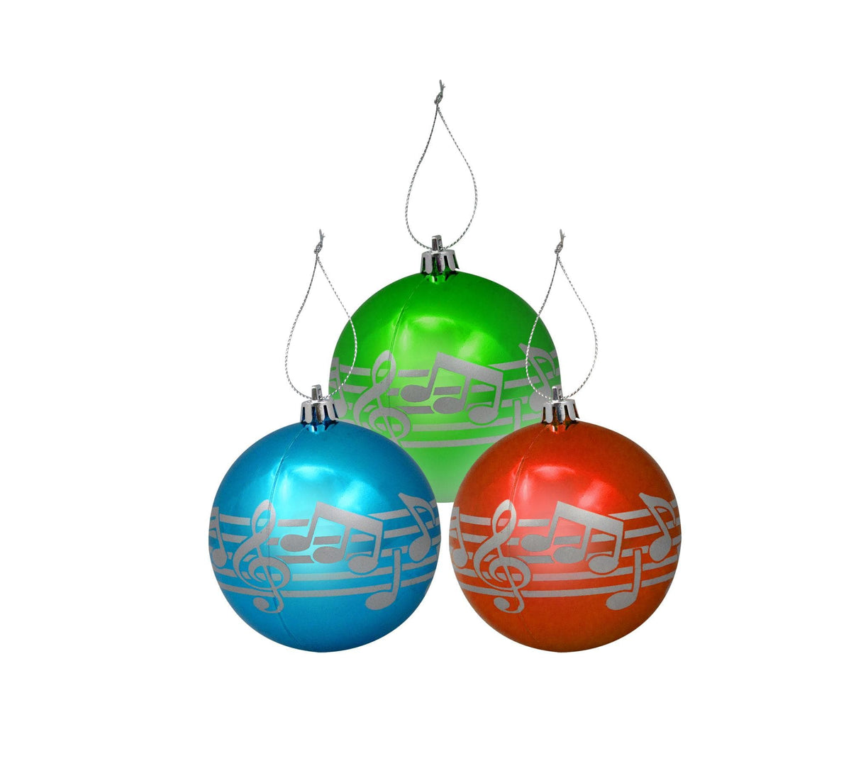 Music Note Ornaments - 3 Pack of Christmas Tree Bulbs