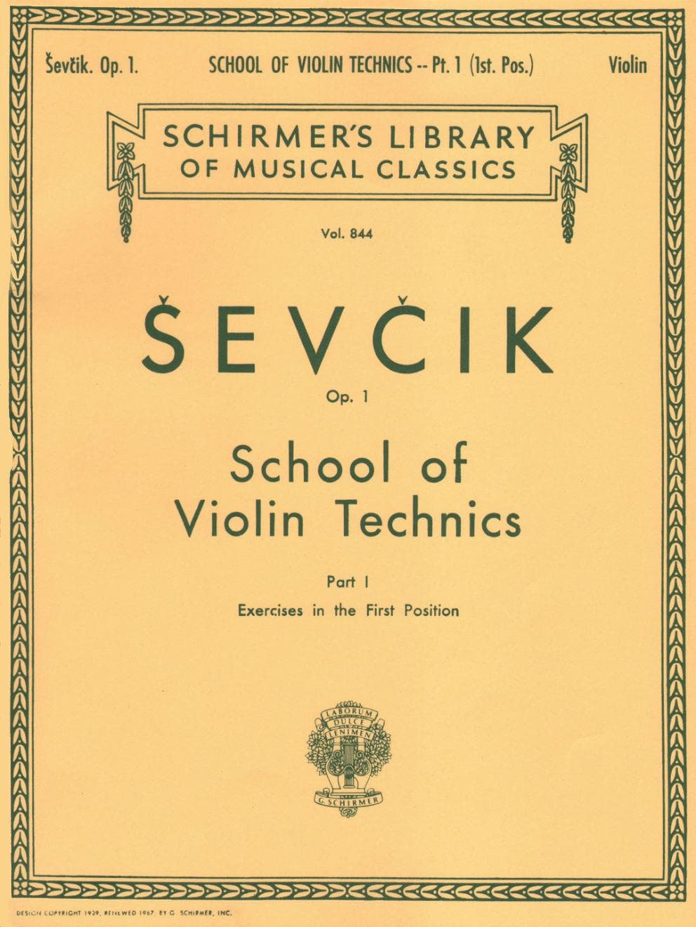 Sevcik, Otakar - School of Violin Technique, Op 1, Part 1 - for Violin - G Schirmer