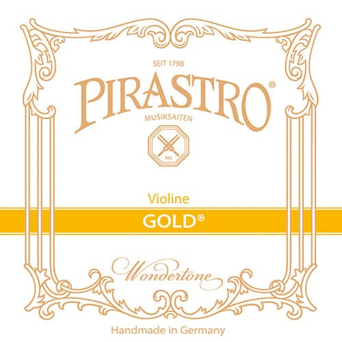 Pirastro Gold Violin String Set - Loop End E String - 4/4 size - Medium Gauge