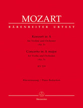Mozart, WA - Concerto No 5 in A Major, K 219 - Violin and Piano - edited by Christoph Hellmut Mahling - Barenreiter Verlag URTEXT