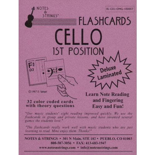 Laminated Cello Flash Cards - 32 Flashcard Set