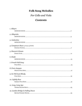 Yasuda, Martha - Folk Song Melodies For Cello (melody) And Viola (harmony) - Digital Download