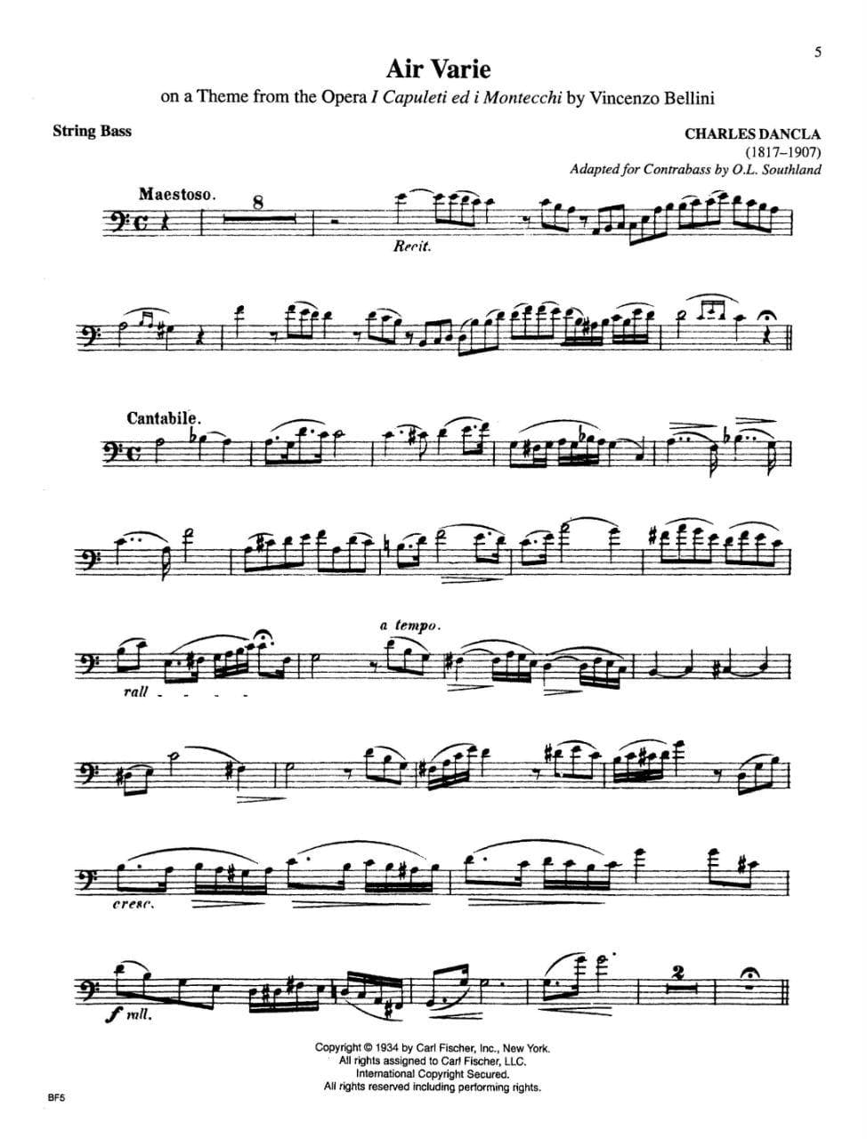 Festival Performance Solos, Volume 1 - Double Bass part - Carl Fischer Edition